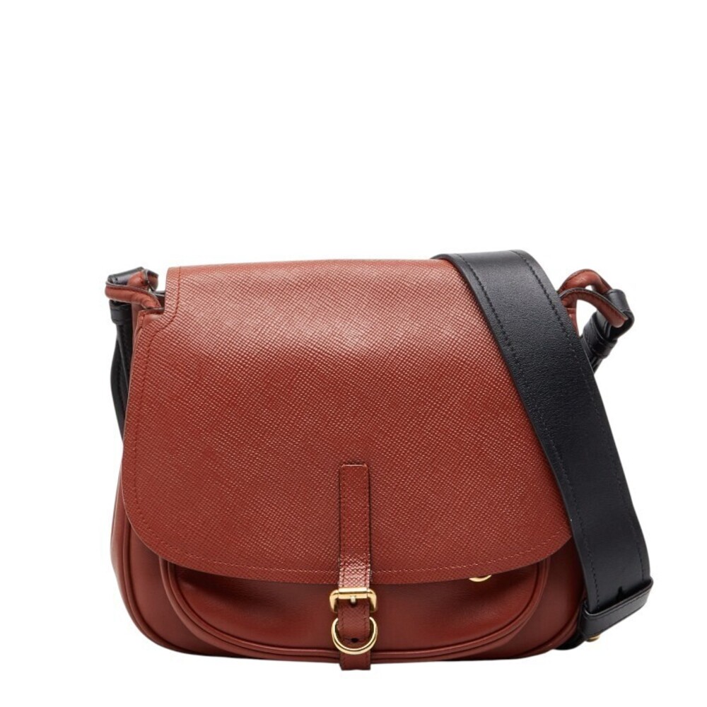 Prada Shoulder Bag Brown Black Leather